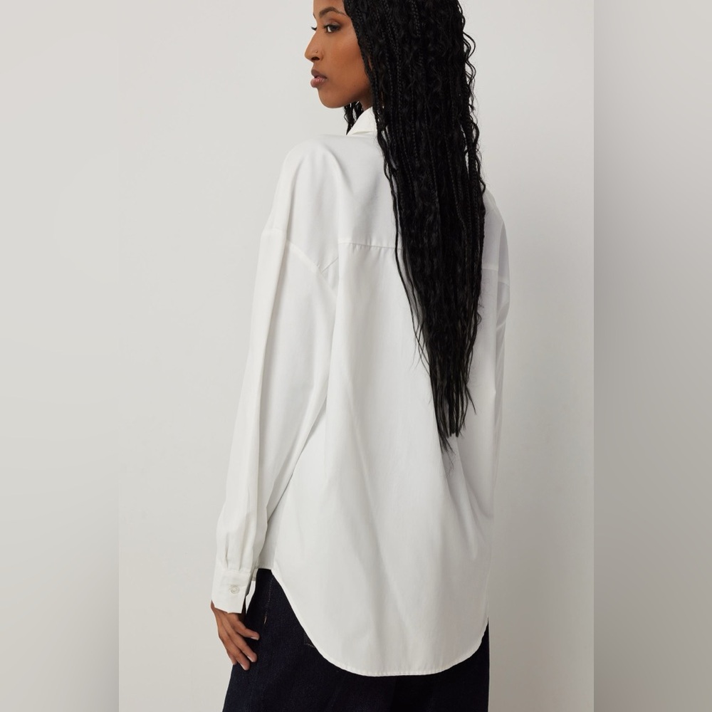 Sz XS-S Ardene women’s Oversized Shirt Ardene Classic White Longsleeve pleated - Picture 4 of 16